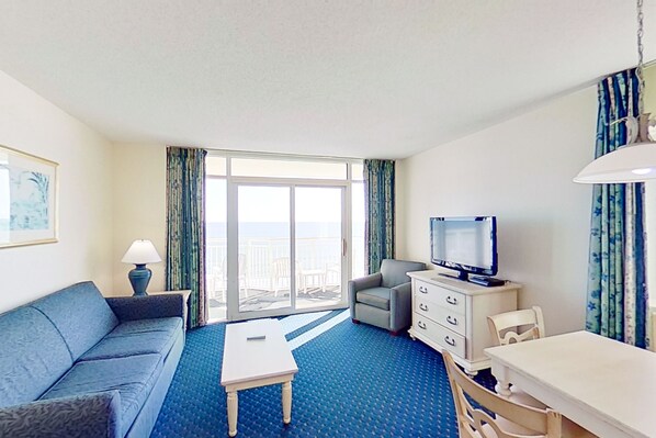 TV, DVD player, video library