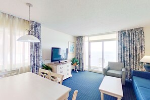 TV, DVD player, video library