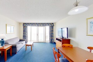 TV, DVD player, video library