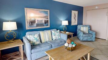 TV, DVD player, video library