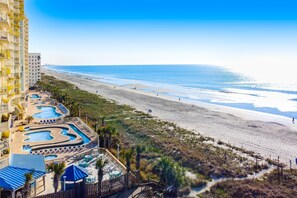 Enjoy beach access and stunning ocean views from the comfort of your room, with multiple pools and sun loungers at your doorstep.