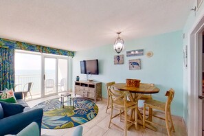 TV, DVD player, video library