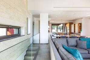 Luxury Villa | Living area | Flat-screen TV, fireplace, ping pong - Villa Aori (Apokoronas)