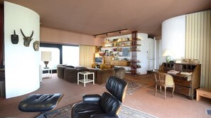 Smart TV, fireplace, DVD player, books