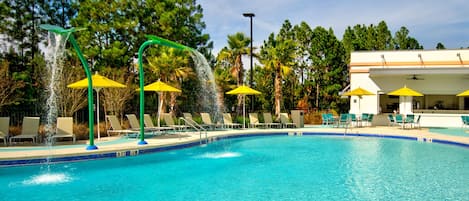 Outdoor pool, open 8:00 AM to 11:00 PM, pool umbrellas, sun loungers