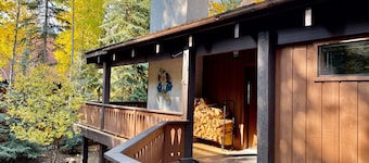 Relaxing, mountain-view house with two fireplaces, furnished deck, & fenced back