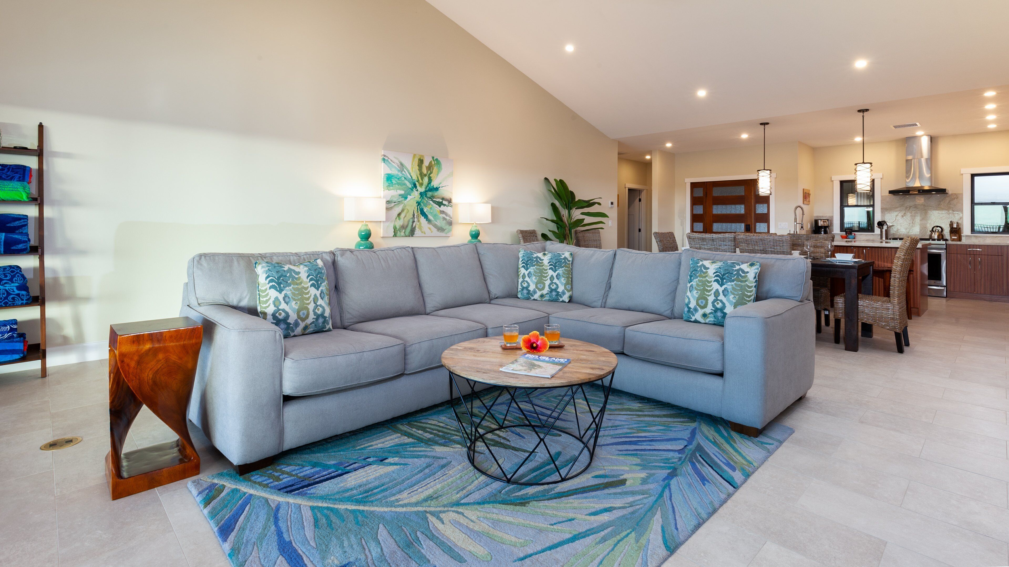 TV, books, music library, stereo