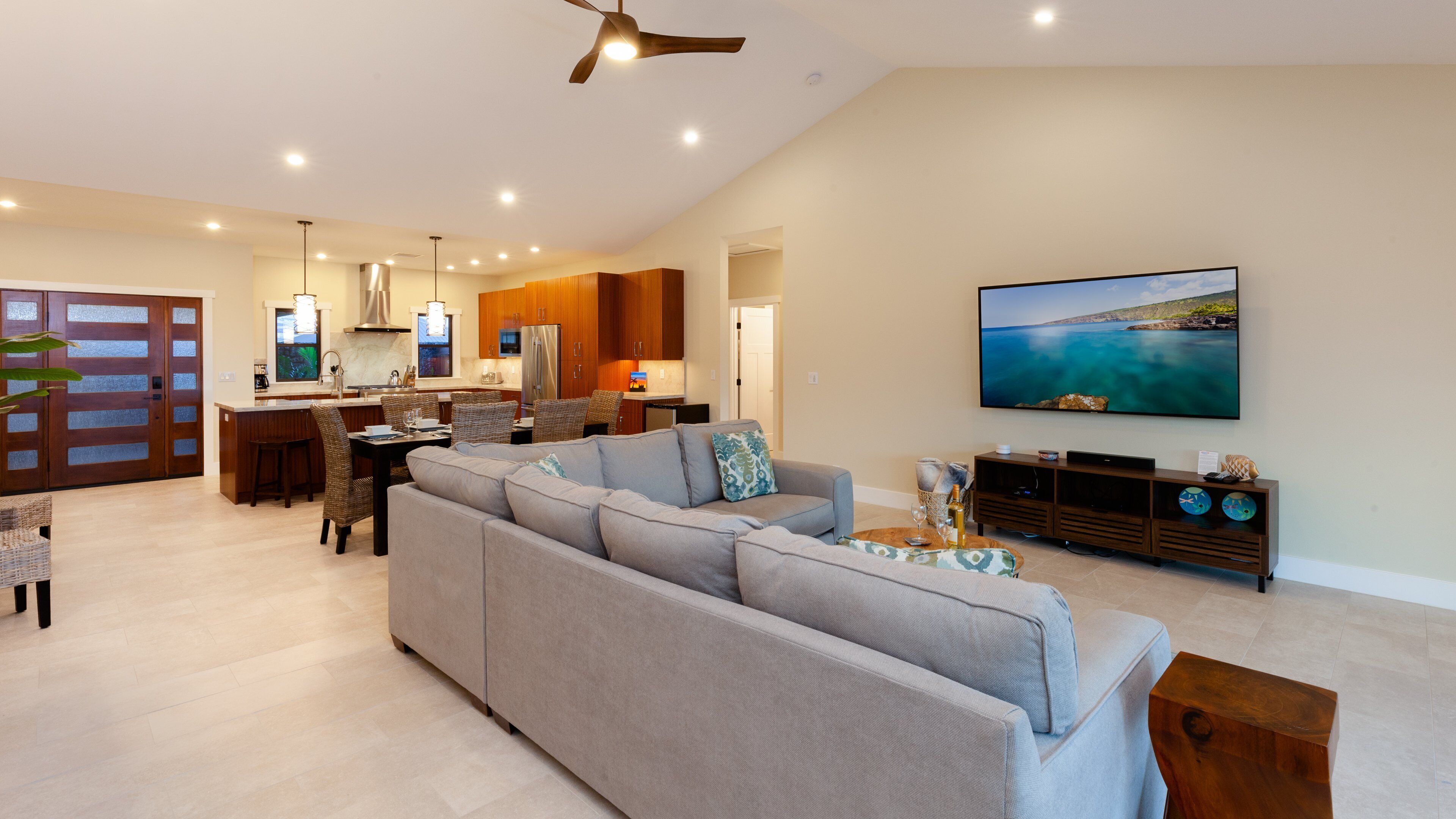 TV, books, music library, stereo