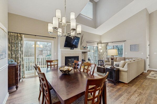 TV, fireplace, video games, DVD player