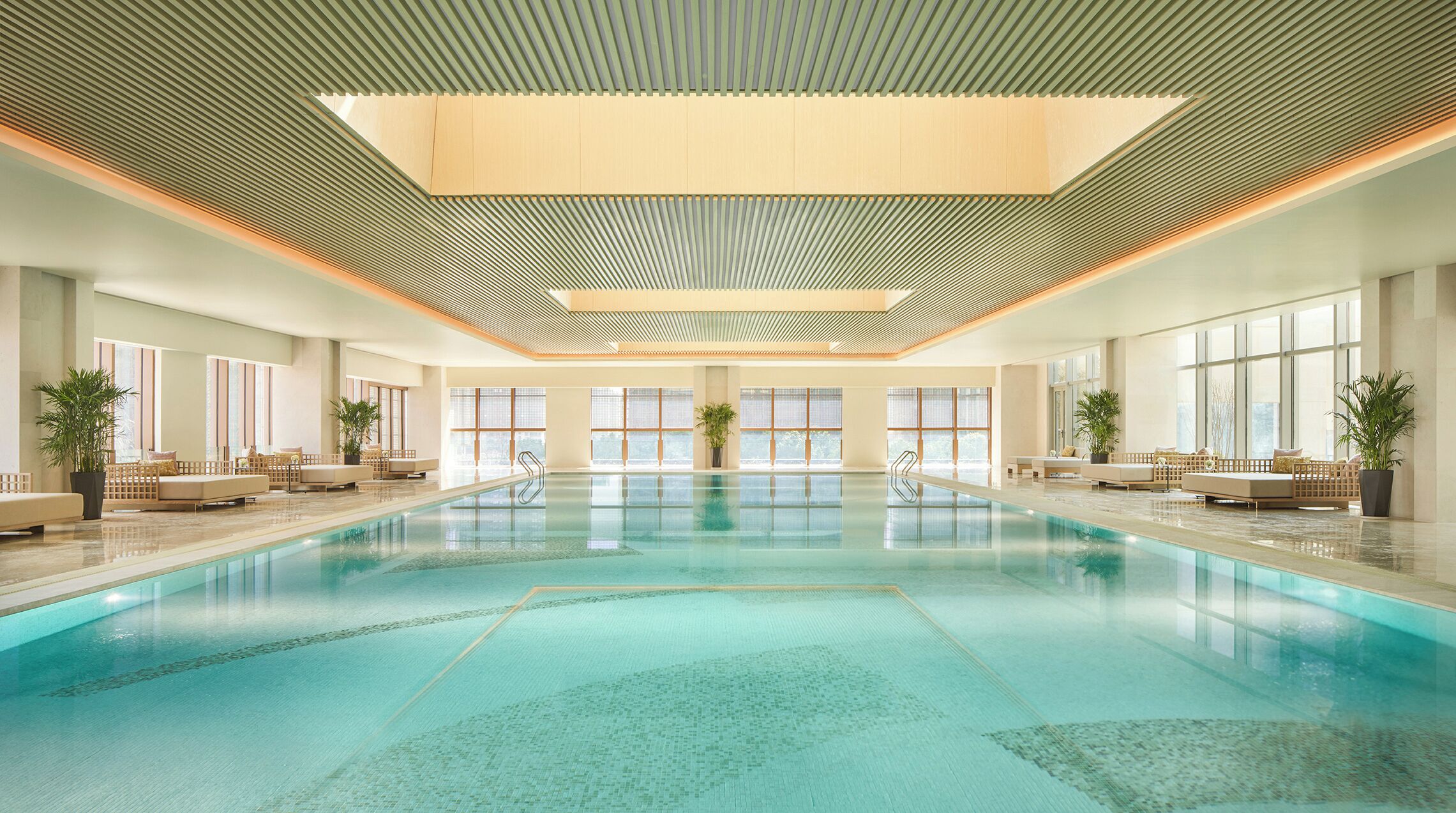Indoor pool, open 6:00 AM to 10:00 PM, sun loungers