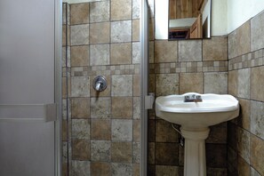 Quadrupla Standard, 2 letti matrimoniali | Bagno | Doccia, asciugacapelli, asciugamani, sapone