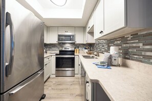 Fridge, microwave, oven, dishwasher