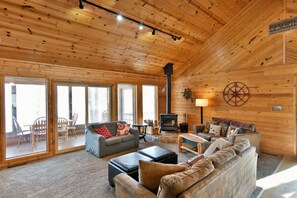 Smart TV, fireplace, video games, DVD player