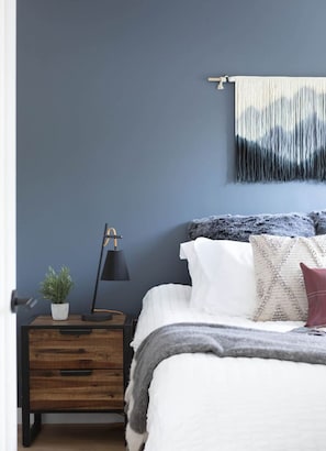 1 bedroom, desk, iron/ironing board, travel crib