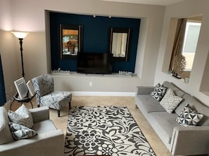 Smart TV, table football, ping pong, books