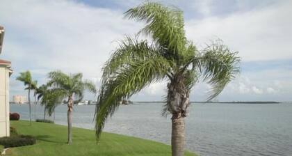 Waterfront 2BR condo in St. Petersburg with pool, hot tub & balcony.