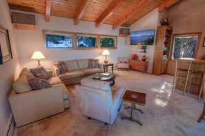 Televisión, chimenea, libros