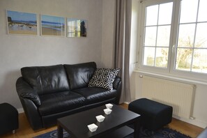 TV, DVD player, books, music library