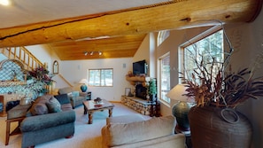 TV, fireplace - Views | Hot Tub | Pool Table | Peralta Pines Cabin (Angel Fire)