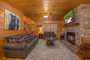 Smart TV, fireplace, video games