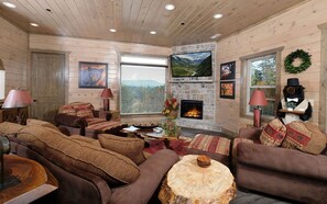 TV, fireplace - Smoky Mountain Joy - Private Pool, Theater & Games (Sevierville)