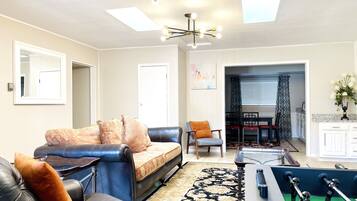 Smart TV, foosball, books