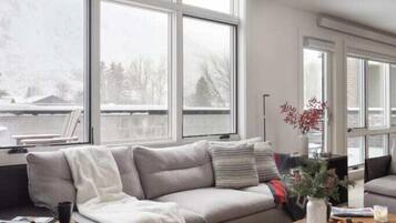 Televisión y chimenea