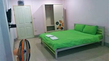 Desk, free WiFi, bed sheets