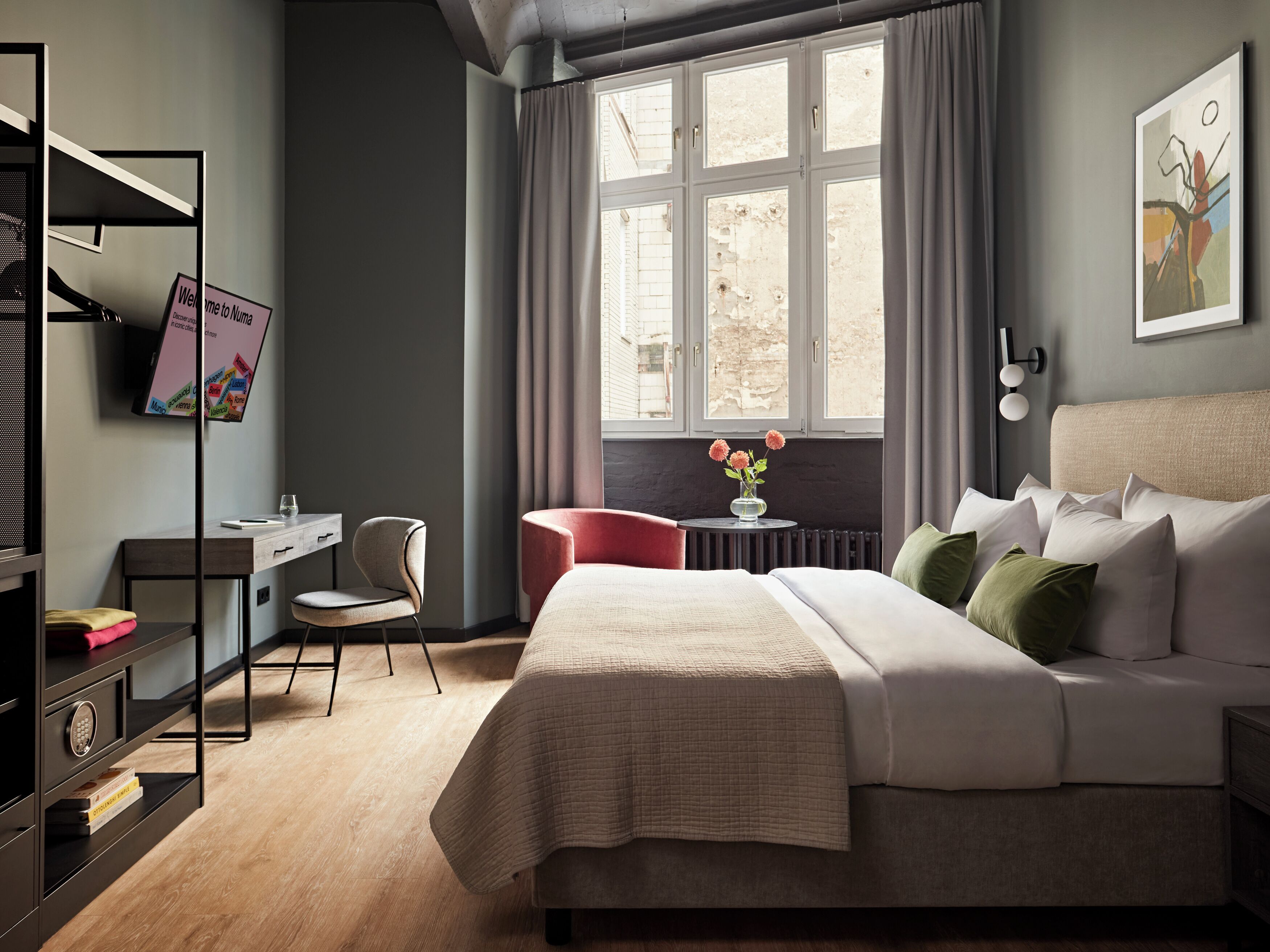 Premium bedding, memory foam beds, individually decorated