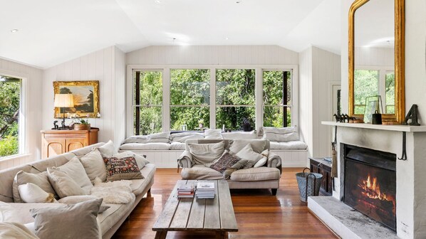 Fernseher, Kamin, DVD-Player