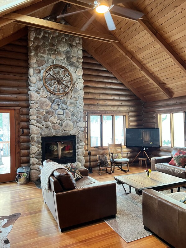 Smart TV, chimenea, videojuegos, reproductor de DVD