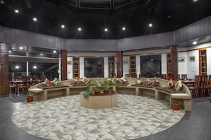 Breakfast, lunch, dinner served; Indian cuisine, garden views