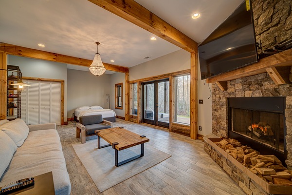 TV, fireplace, table tennis