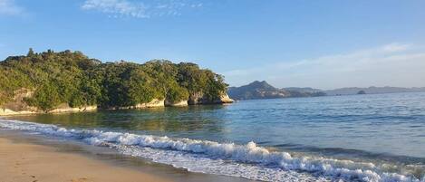 Beach nearby, sun loungers