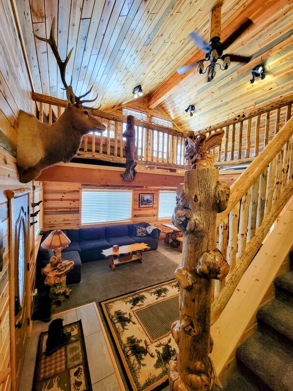 Smart TV, fireplace, DVD player, video library