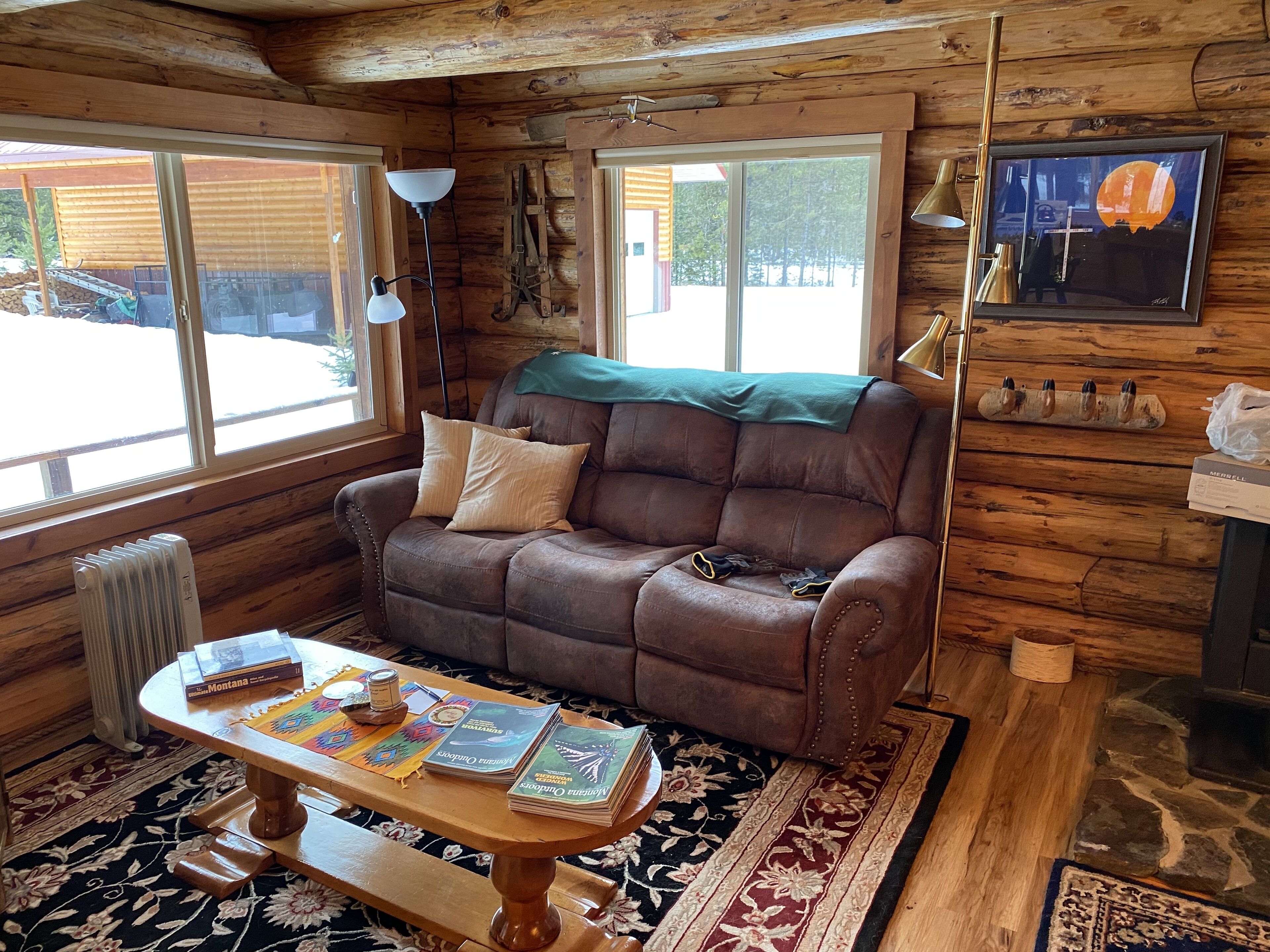 TV, DVD player, video library