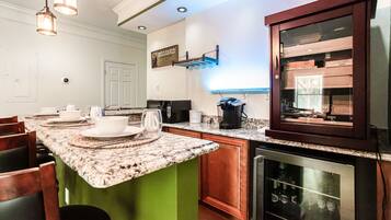 Fridge, microwave, coffee/tea maker