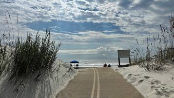 Beach nearby, sun loungers