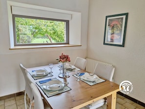 Dining - Large renovated stone house with fireplace, piano, and WiFi in Andouillé (Andouillé)