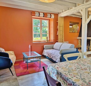 TV, fireplace, table tennis - Charming family cottage with private garden and spa, fishing and ecological swimming, pets allowed (Niafles)