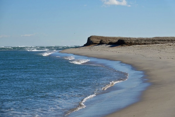 Una spiaggia nelle vicinanze, lettini da mare