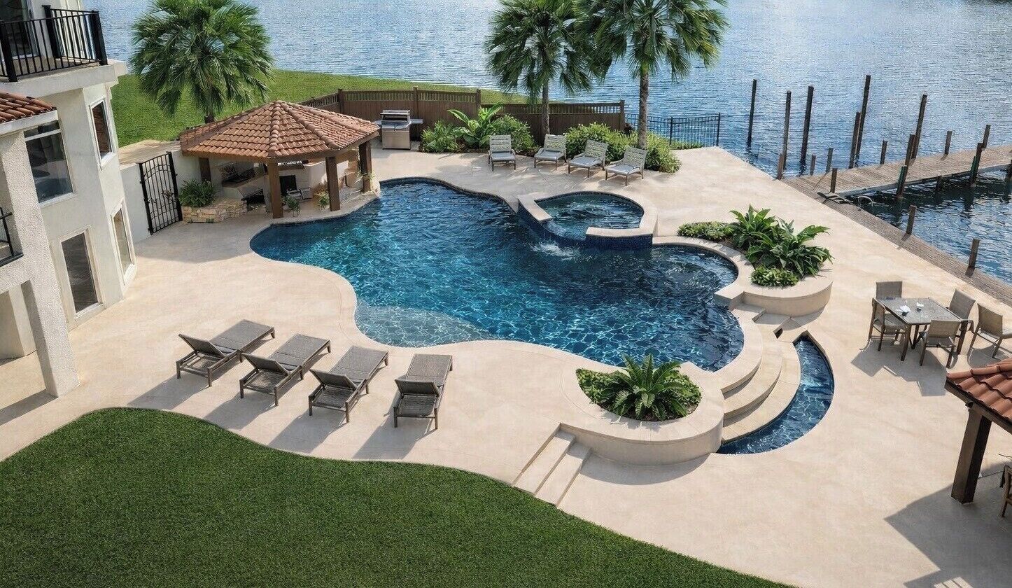 Een buitenzwembad en een verwarmd zwembad