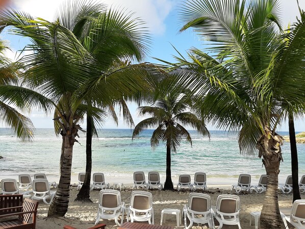 On the beach, beach towels