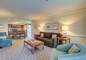 Smart TV, fireplace, DVD player, books