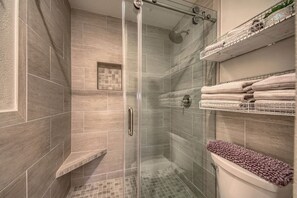 Combined shower/tub, hair dryer