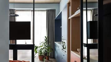 In-room safe, desk, laptop workspace, blackout curtains