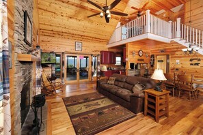 TV, fireplace, video games, stereo