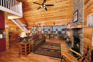 TV, fireplace, video games, stereo