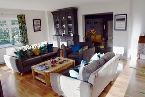 Smart TV, caminetto, lettore DVD, impianto stereo