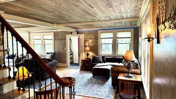 TV connectée, cheminée, jeux vidéo, lecteur de DVD